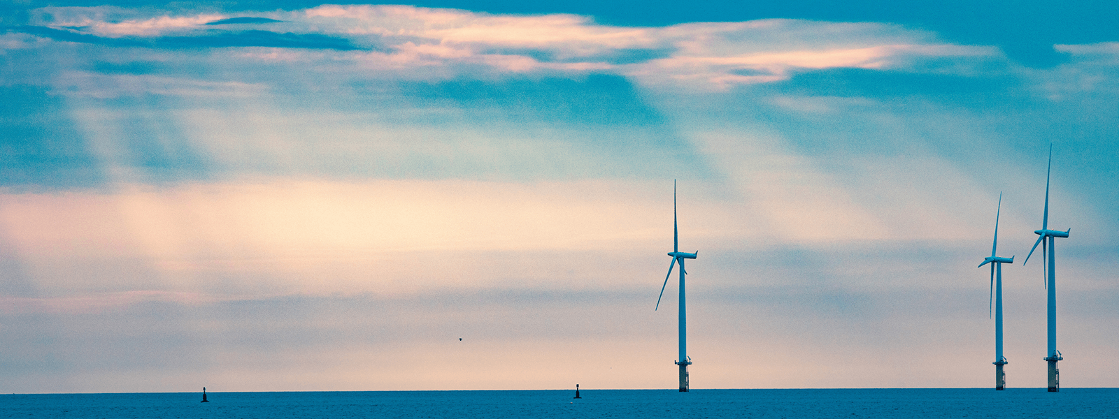 Wind turbines visible on the Irish sea