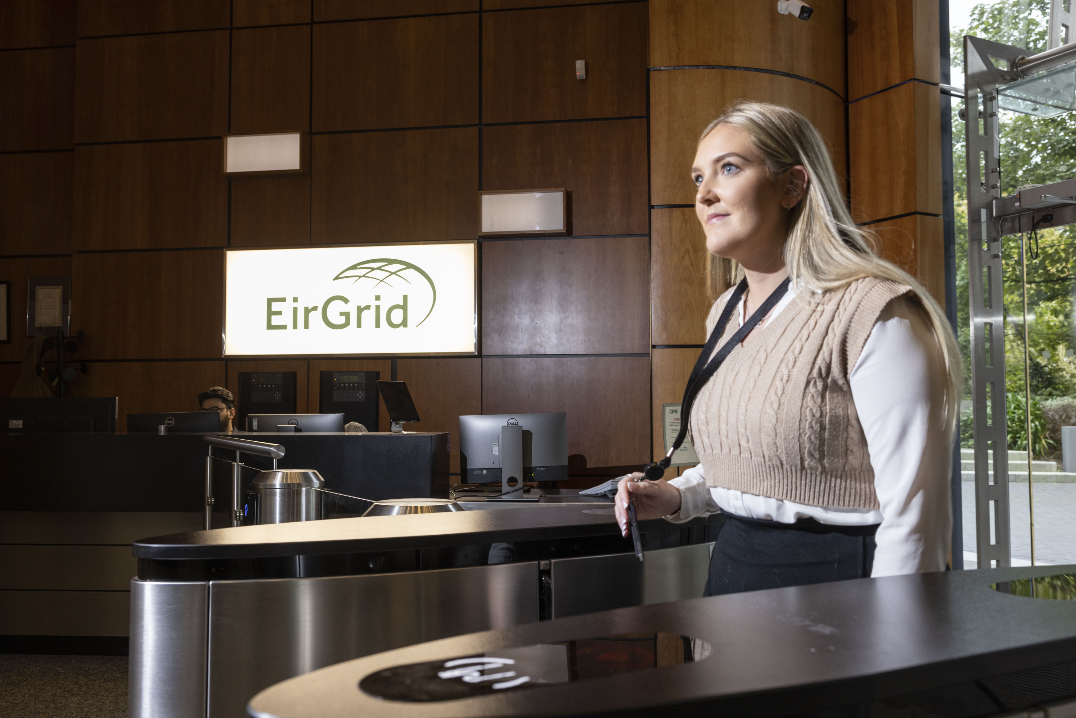 A graduate enters the EirGrid office at The Oval