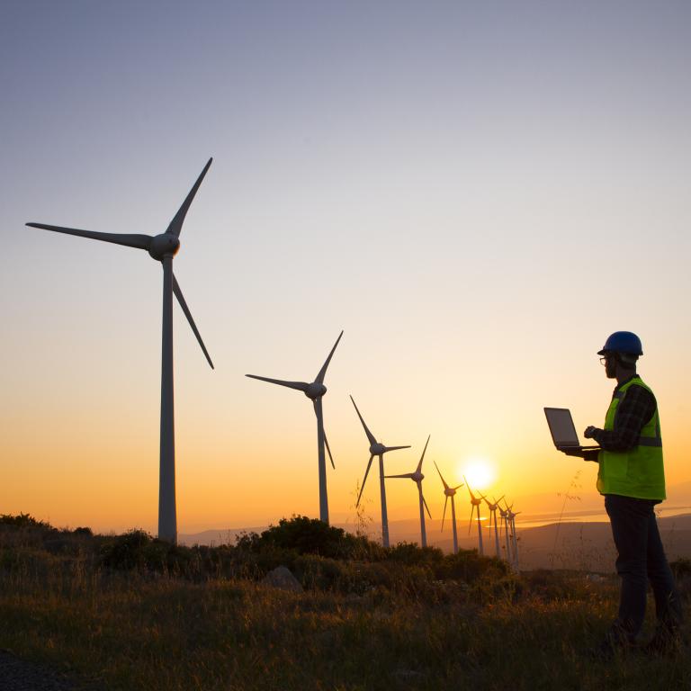 An engineer looks at wind turbines