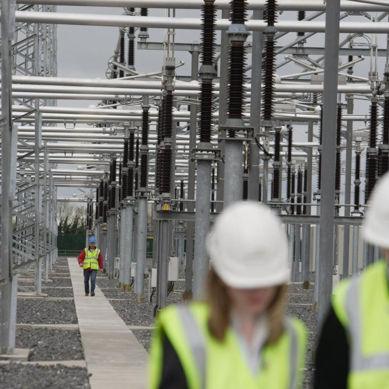 Engineers at an electricity substation